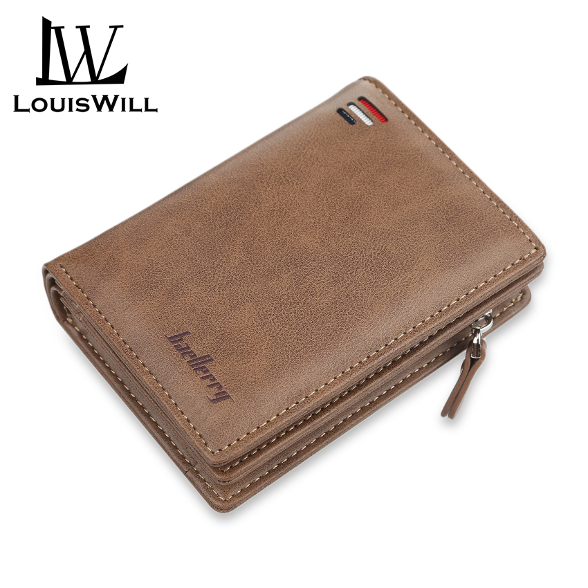 LouisWill Men Short Zipper Wallets Fashion PU Wallets Business Mini Wallets Men Bags Retro Hand Bags Single Bifold Card Holders Coin Purse Clutches for Men