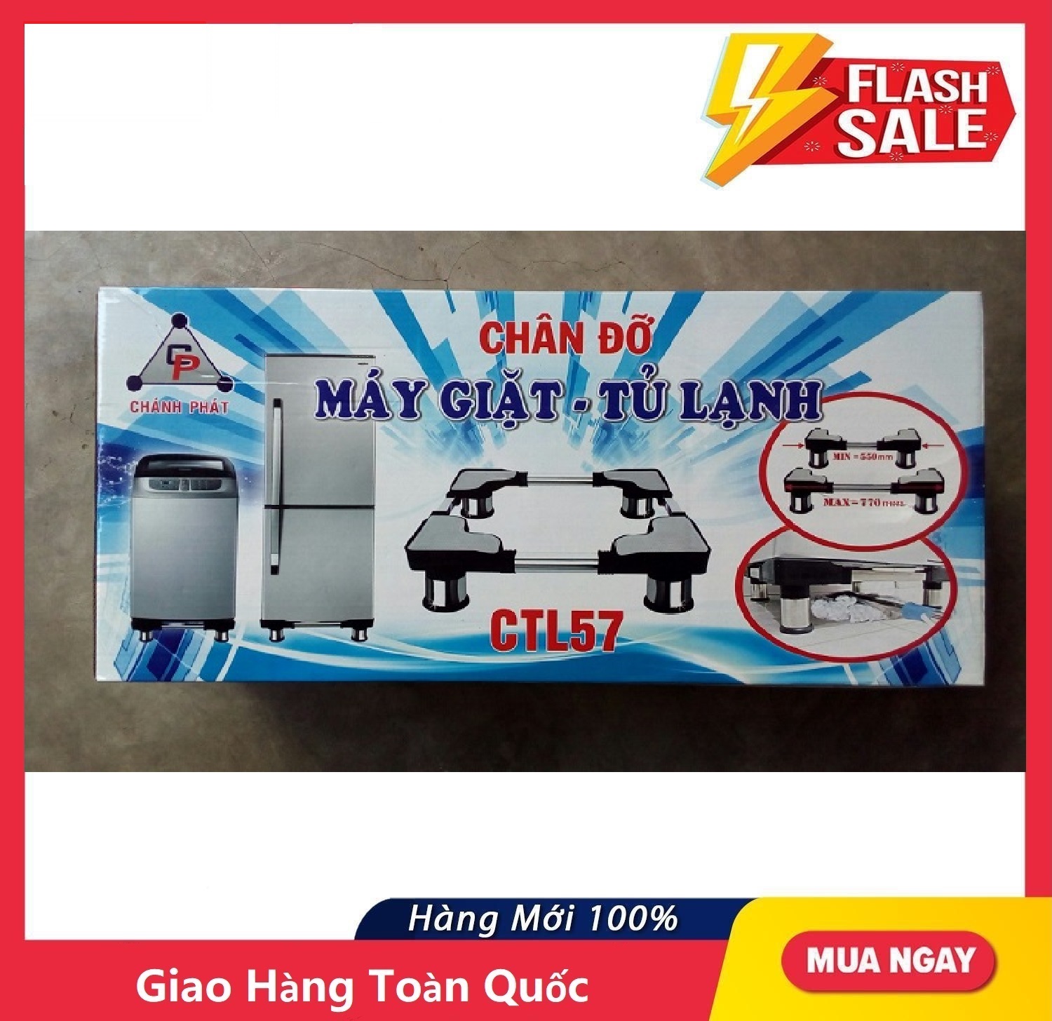 CHÂN ĐỠ MÁY GIẶT- TỦ LẠNH CHÁNH PHÁT- CTL57 ( Máy giặt từ 8- 18 kg. tủ lạnh từ 250l- 450 Lít)