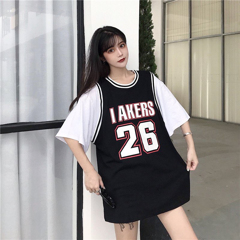 [SALE 50% GIÁ GIẬT MÌNH ] Áo Bóng Rổ Số 26 Phối Tay Trắng Dáng Rộng Dấu Quần Unisex D3