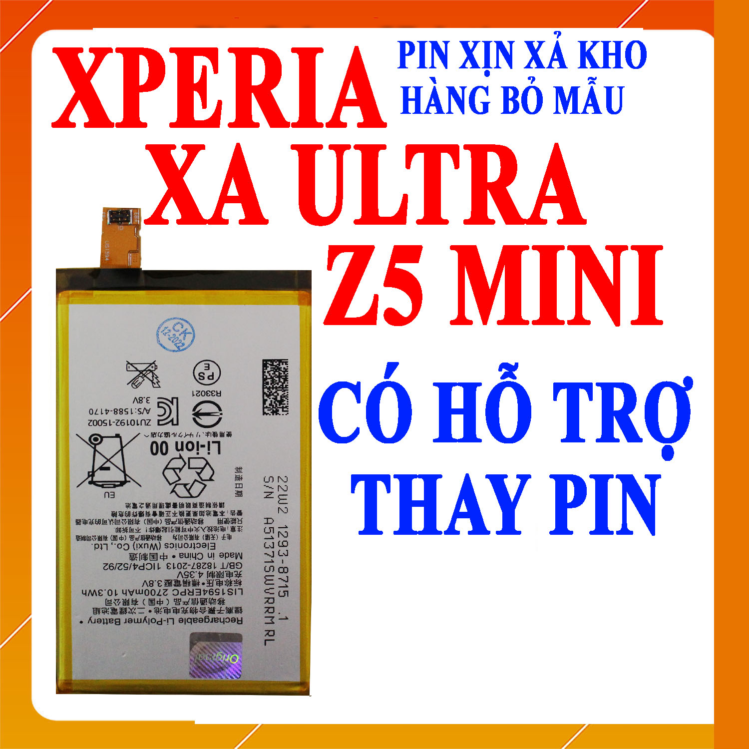 Pin Scud cho Sony Xperia Z5 Compact, Sony Xperia Z5 Mini, Sony Xperia XA Ultra (LIS1594ERPC) dung lượng 2700mAh (Trắng)