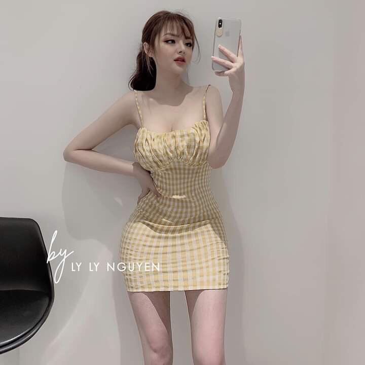 [HCM]Đầm 2 dây caro  siêu xinh