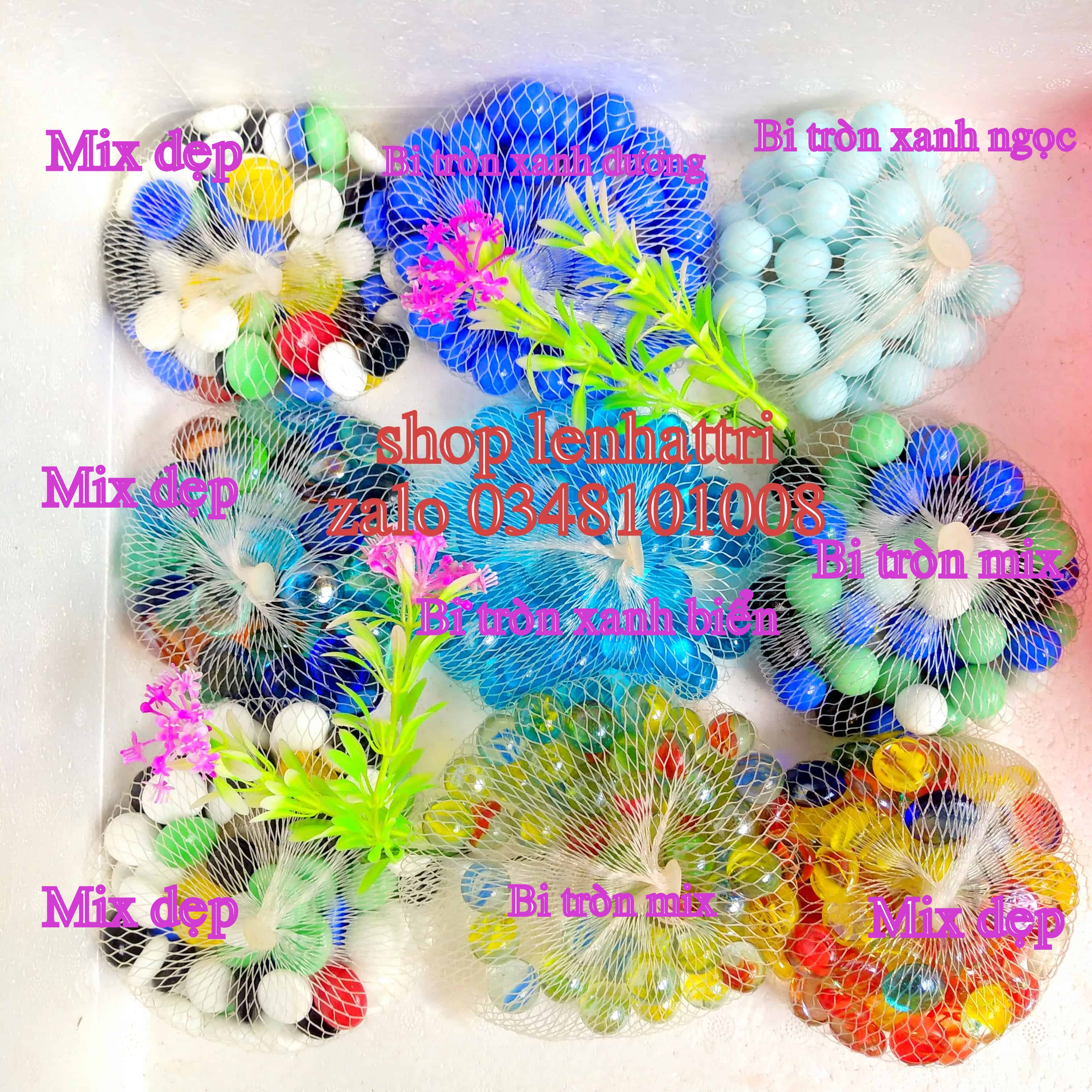 Sỏi thủy tinh nhiều màu 300g