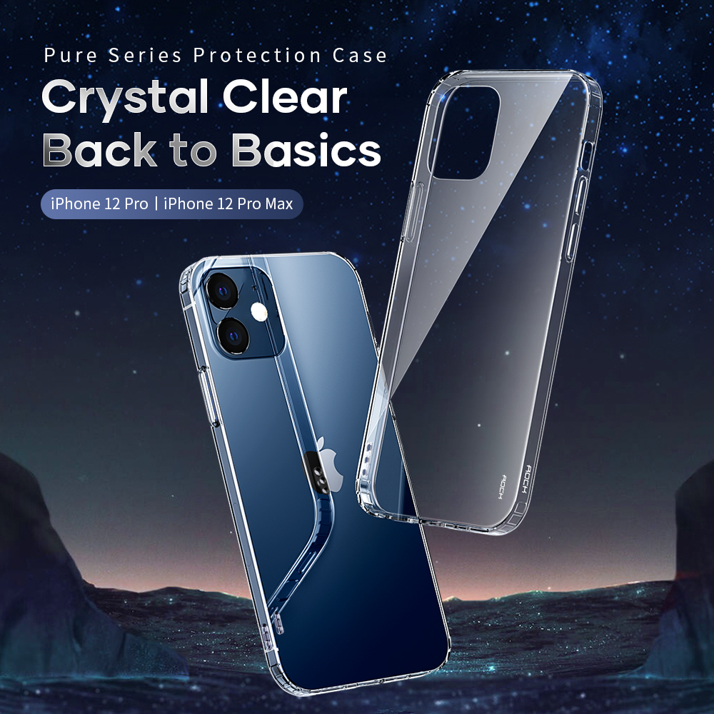 Ốp lưng dẻo trong Rock cho Iphone 12, Iphone 12 Pro, IPhone 12 Pro Max siêu mỏng chống sốc siêu bền