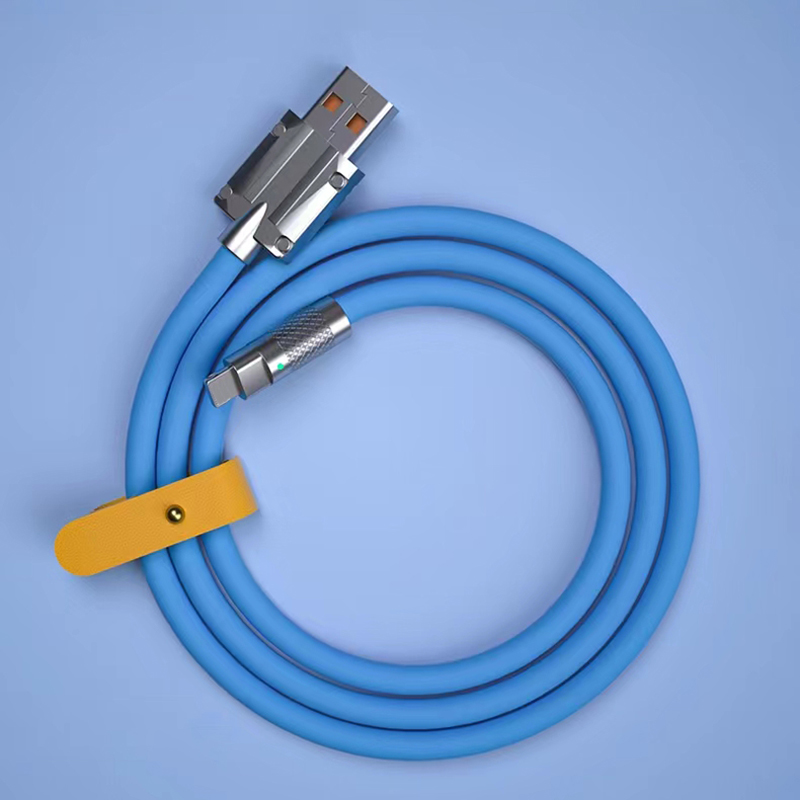 DISOUR Cáp bảo vệ USB bằng kim loại Cáp sạc nhanh Cáp dữ liệu sạc nhanh cho Micro Type-C Lighting Silicone 120W Sạc nhanh với bộ tổ chức cáp cho Huawei Xiaomi Infinix OPPO