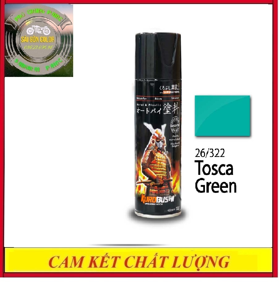Sơn xịt Samurai 322 màu xanh Tosca