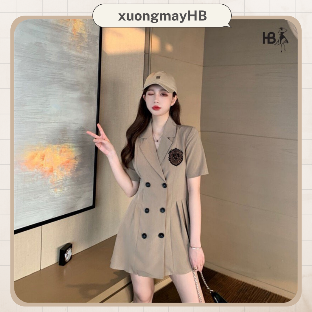 Đầm vest nữ xếp ly HB phong cách Hàn Quốc D048