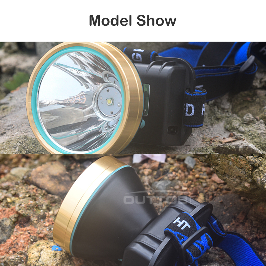Outtobe Rechargeable LED Headlight IPX4 Waterproof Adjustable Light Headlamp Flashlight Camping Fishing Outdoor Hiking Headlamp Head Lamp Head Light with USB Charging Cable for Running, Fishing, Wild Adventure