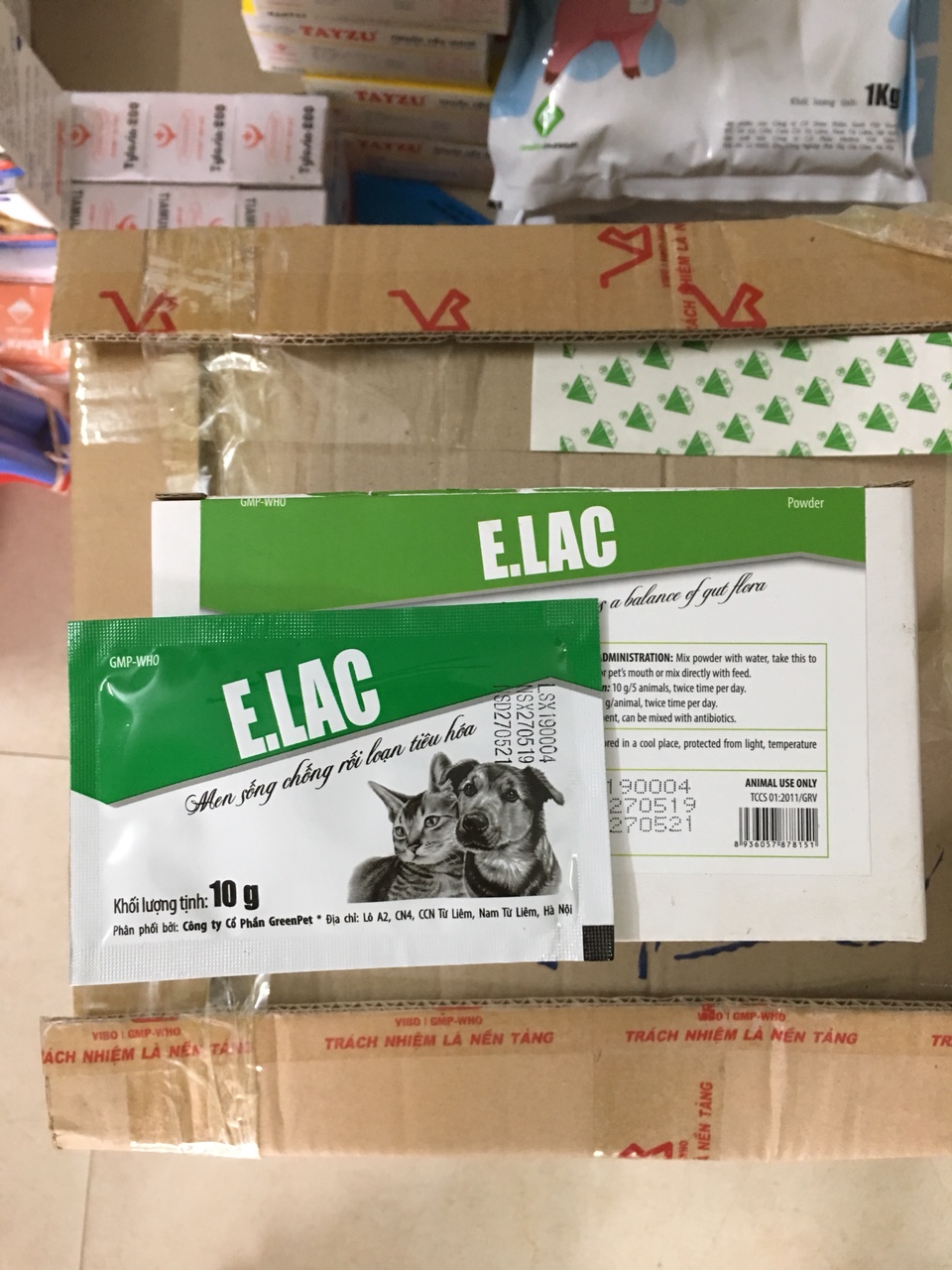 10 gói Men tiêu hóa cho chó mèo ELAC/ Pet lac (10gam/gói)