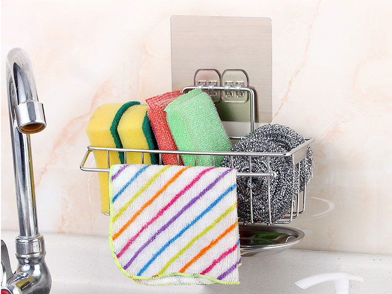 Kệ/giỏ inox đựng miếng rửa chén dán tường Siêu Chắc