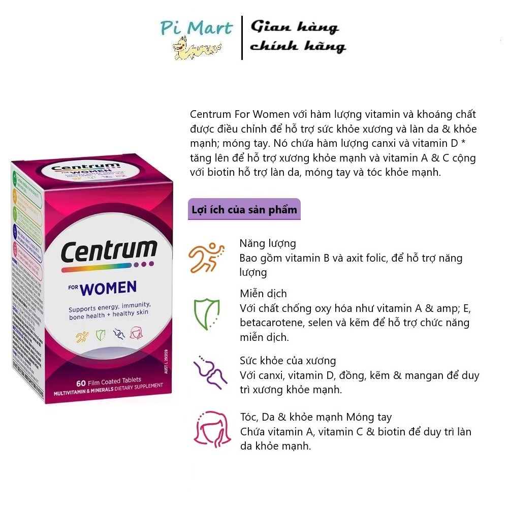 Viên Vitamin Tổng Hợp Centrum Dành Cho Nữ Giới