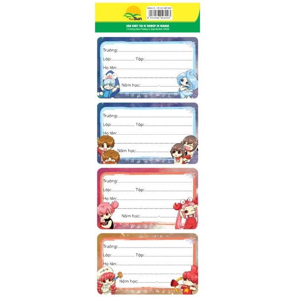 Nhãn Học Sinh 4 Ô - Lớp Học Mật Ngữ (6 Tờ/Xấp) - 3 Mẫu