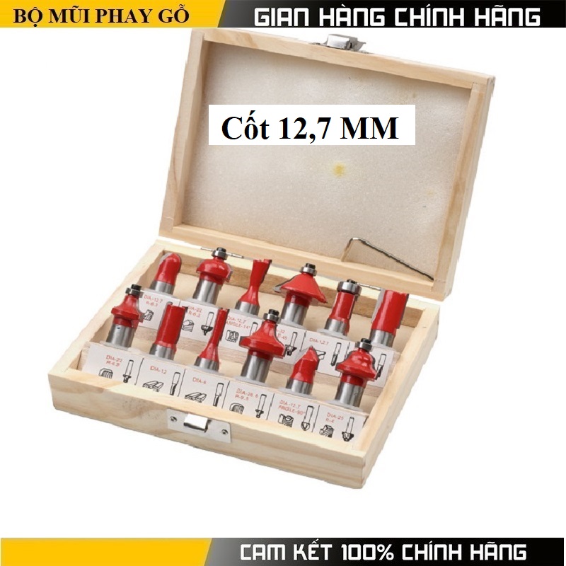 Bộ mũi phay gỗ,mũi soi gỗ 12.7mm -lưỡi phay gỗ
