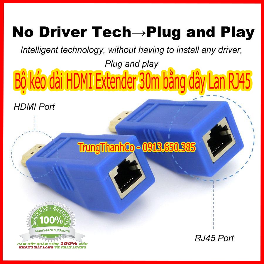 Bộ kéo dài HDMI Extender 30m bằng dây Lan RJ45