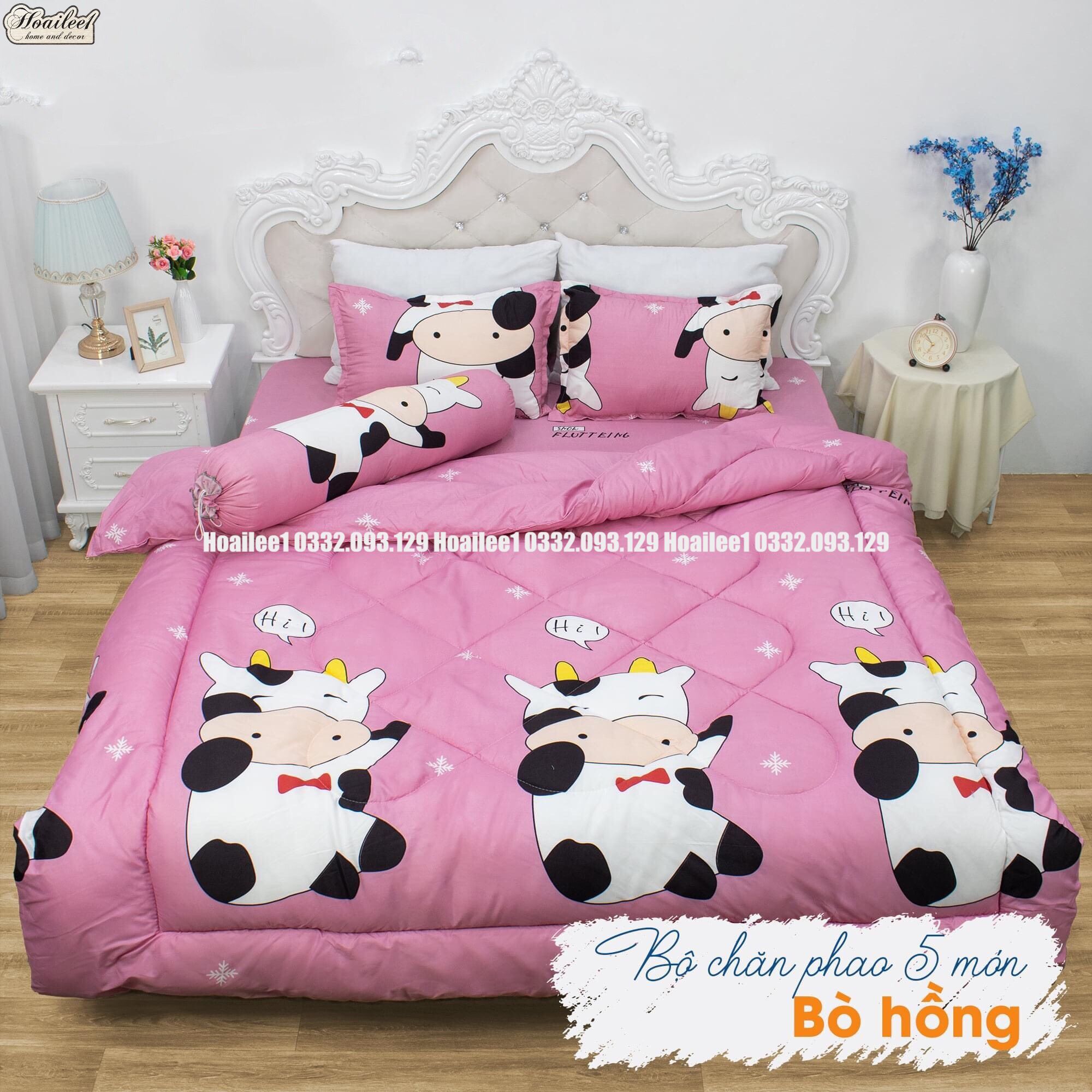 Set phao 5 món bao gồm( 1 chăn phao+1 ga trải giường+2 vỏ gối đầu+1 vỏ ôm) đủ size m6 m8 2m2