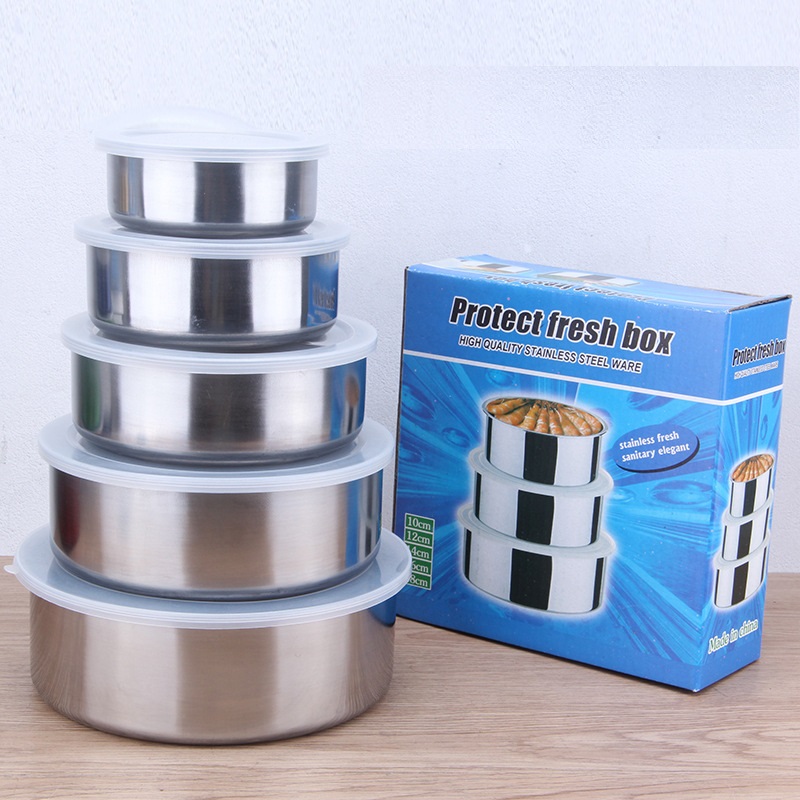 Bộ 5 Thố Inox Lạnh Có Nắp Đậy (10cm, 12cm, 14cm, 16cm và 18cm) - bộ thố inox lạnh - bộ 5 hộp inox