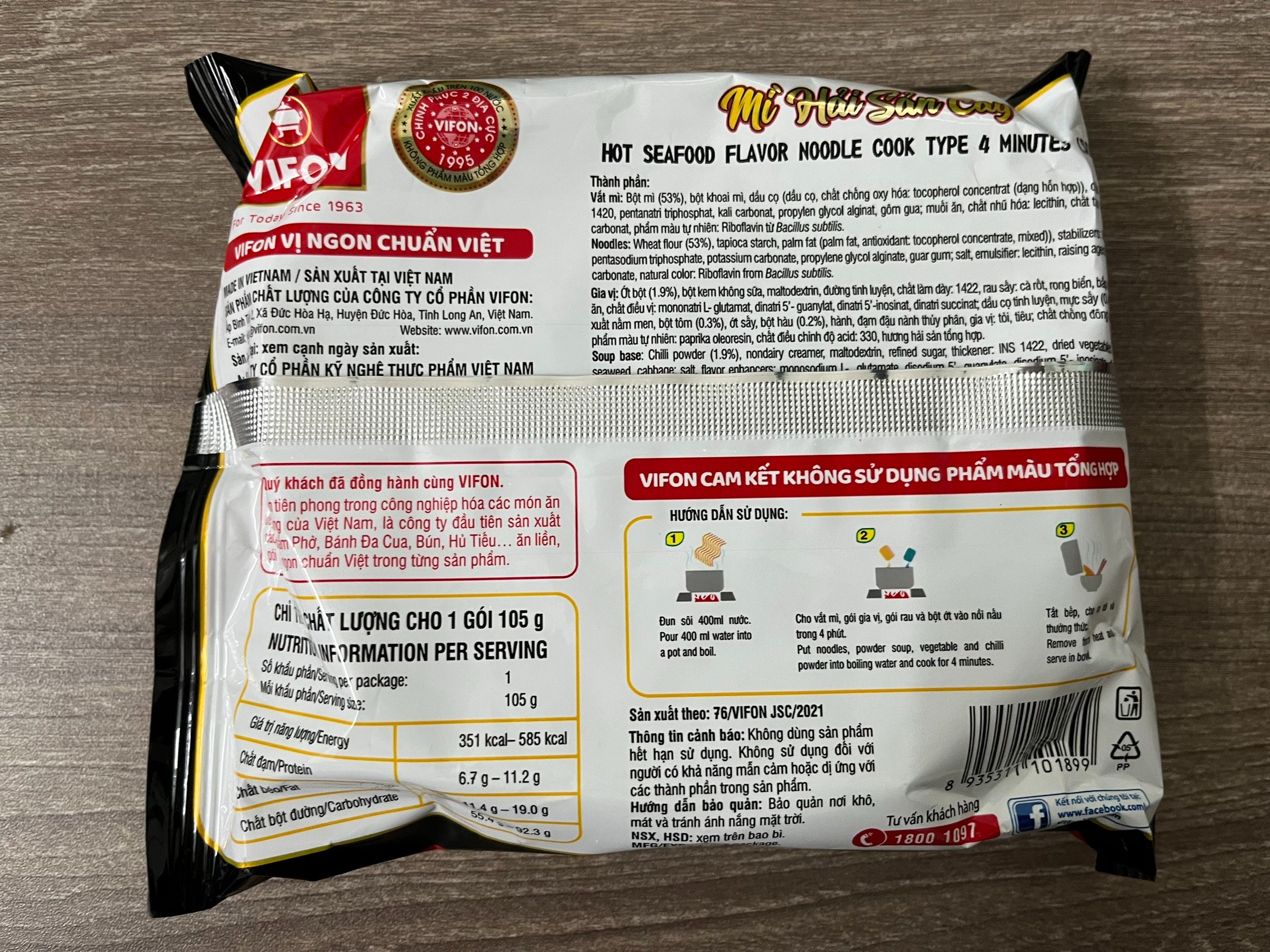 Mì Hải Sản Cay Vifon 105g