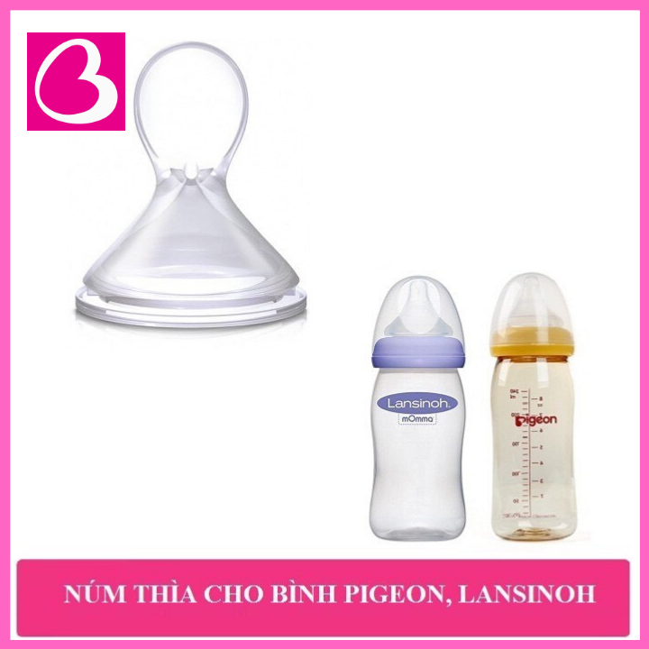 Núm thìa silicon ăn dặm cho bình sữa Pigeon Lansinoh cổ rộng