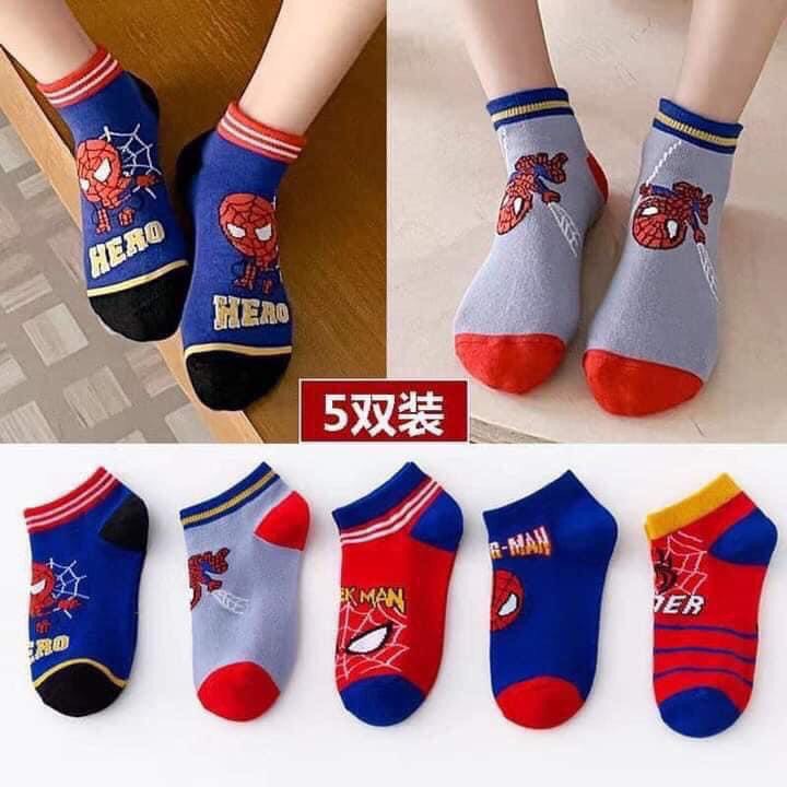 Set 5 đôi tất hoạt hình siêu nhân cho bé trai