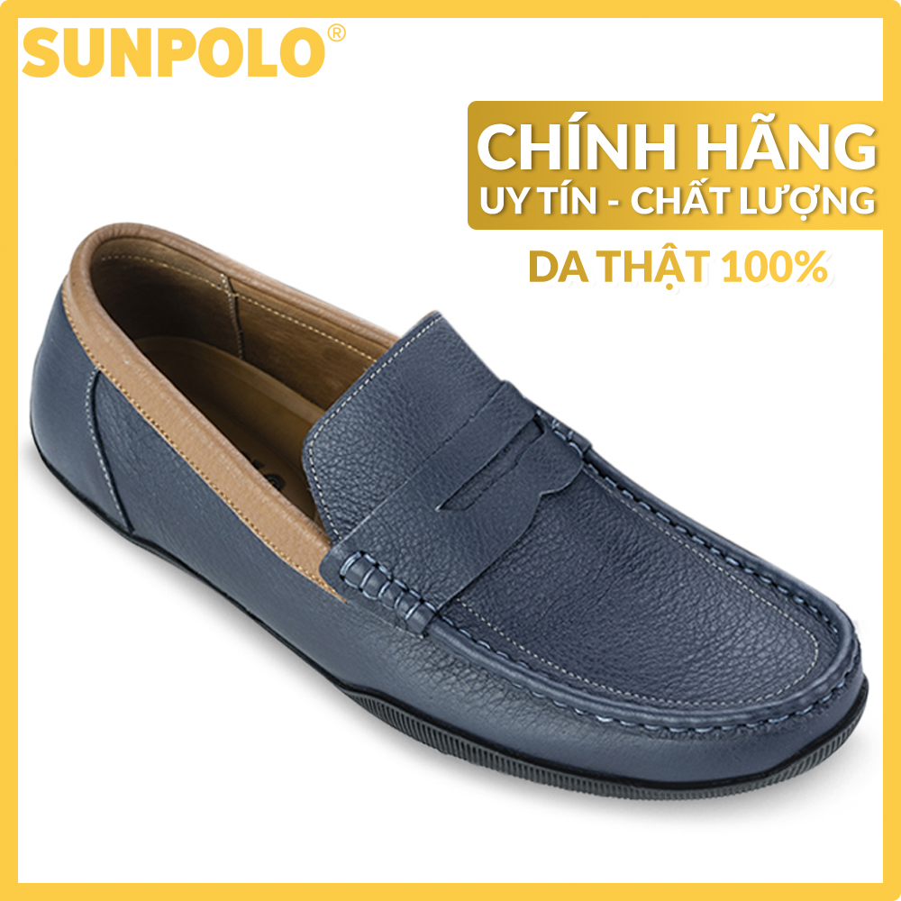 Men leather loafer SUNPOLO shoes KT2588DXAN (black, brown, navy blue)