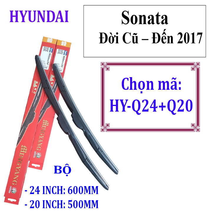 Bộ 2 thanh gạt nước mưa ô tô đa năng Nano cao cấp dành cho hãng xe Hyundai: Getz-Accent-Avente-Elantra-i10-i20-i30-santafe-Sonata-Tucson-Starex-Verna
