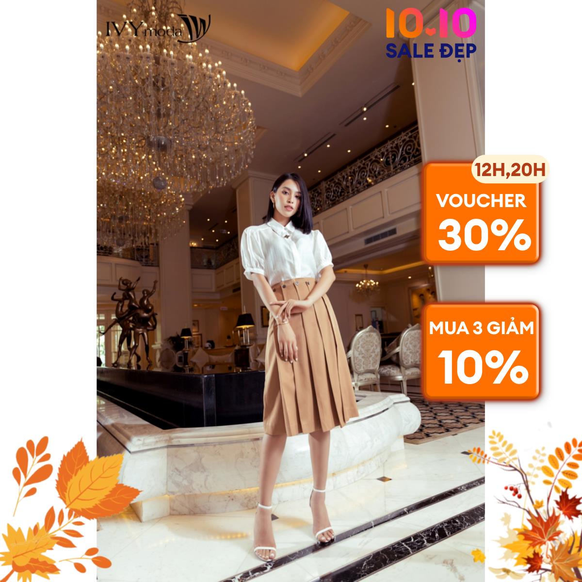 Áo sơ mi tay bồng IVY moda MS 16M7525