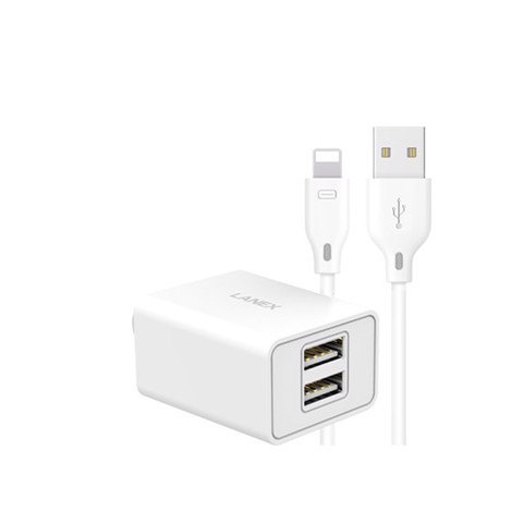 [HCM]BỘ SẠC NHANH 2 CỔNG USB LIGHTNING - TYPE C - Micro 2.1A LANEX LCK-06CL - DÀI 1.0M