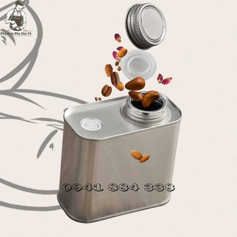 Hộp Đựng Cà Phê, Trà Bằng Thiếc Có Van Khí