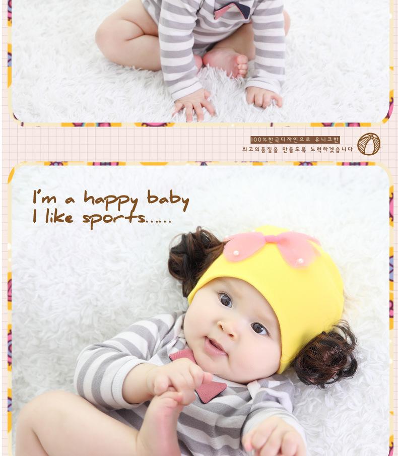 Mũ tóc giả cotton cho bé gái cánh bướm(1-36 tháng)