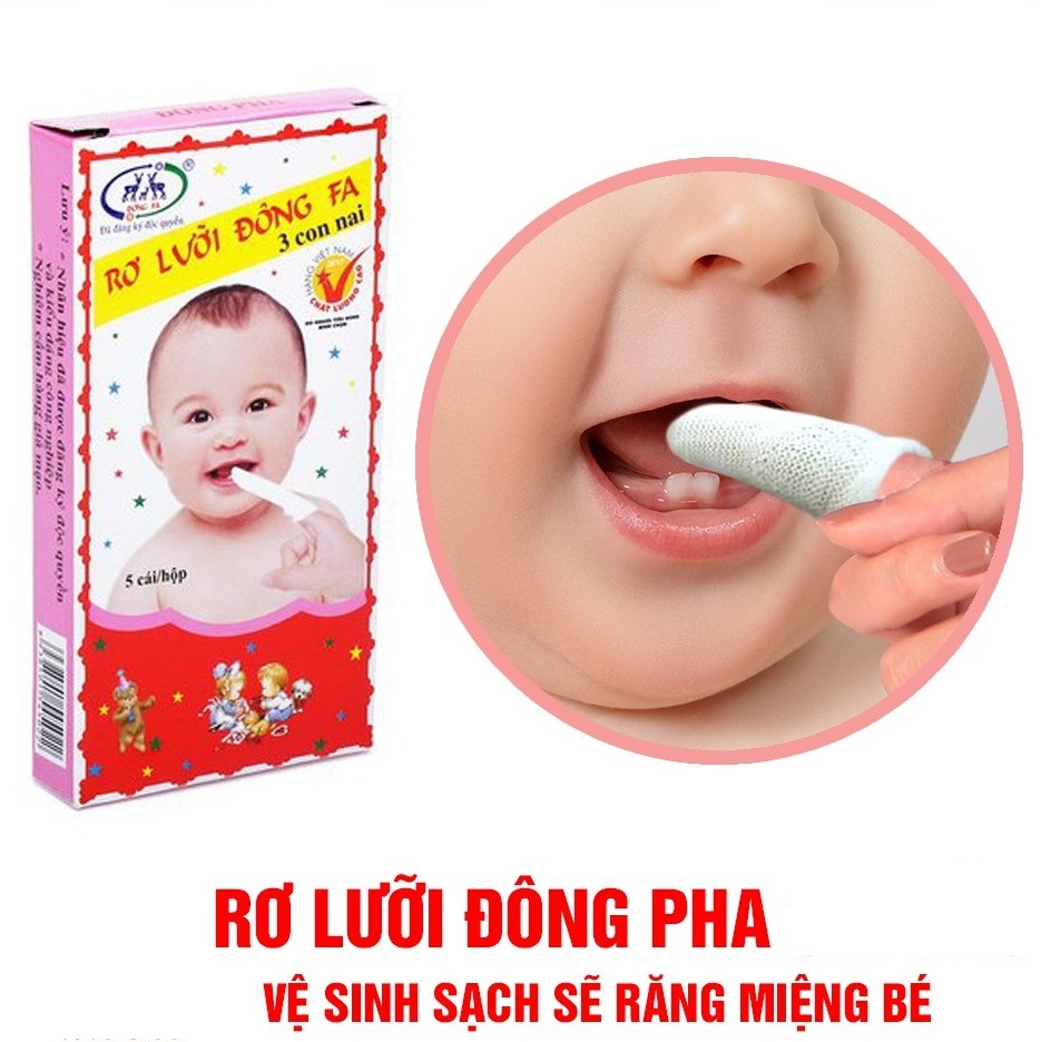 (25 cái) Combo 5 hộp Gạc vải rơ lưỡi Đông Fa vệ sinh miệng cho bé - Việt Nam SGP