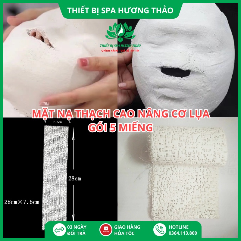 Mặt nạ thạch cao lụa nâng cơ, căng da, thon gọn khuôn mặt - Set 5 miếng