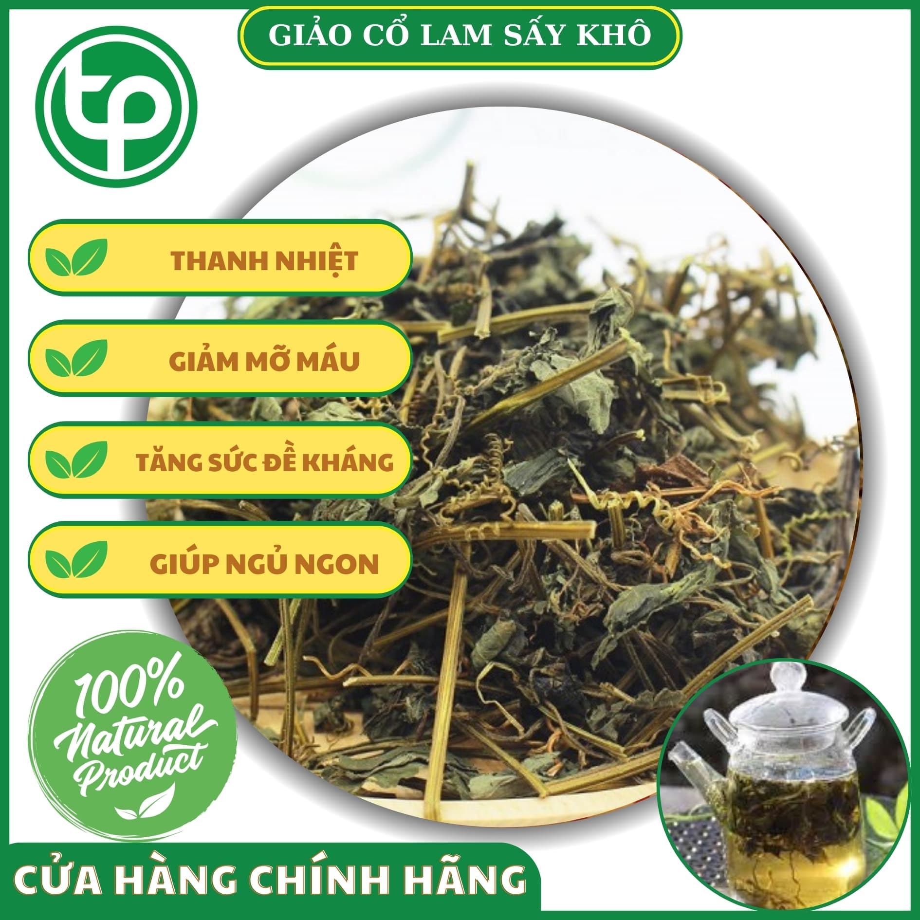 [Trà khô cao cấp] Giảo cổ lam 5 lá túi lớn loại 1kg - Thảo Dược Tấn Phát