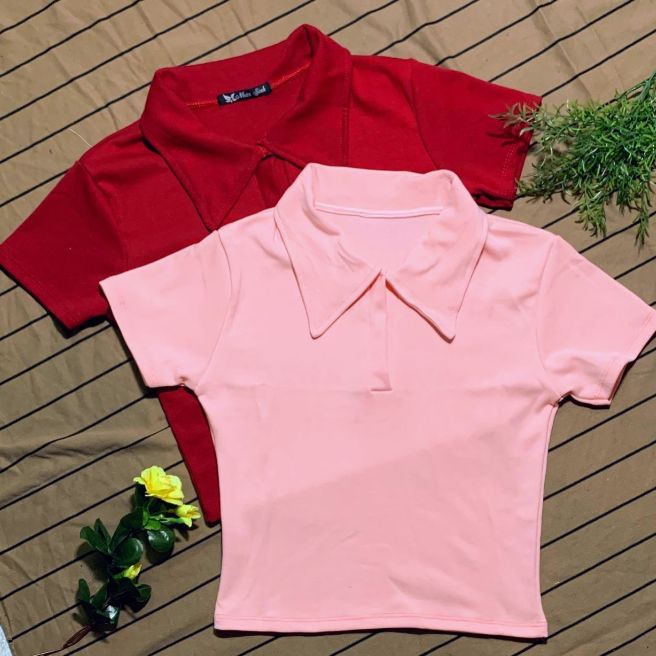 MẪU MỚI ÁO THUN CỔ BẺ DÁNG CROPTOP