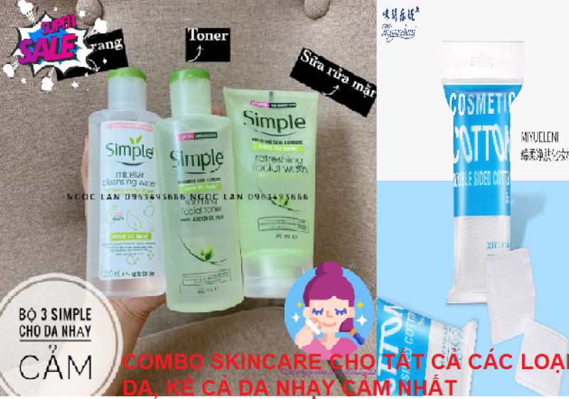 COMBO LÀM SẠCH DA MẶT SIMPLE DÀNH CHO MỌI LOẠI DA giá rẻ