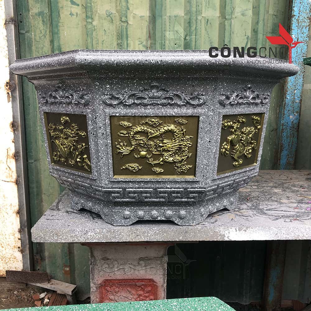 Khuôn Chậu Cảnh Bát Giác Tứ Linh 59 (Không Chân Đôn)
