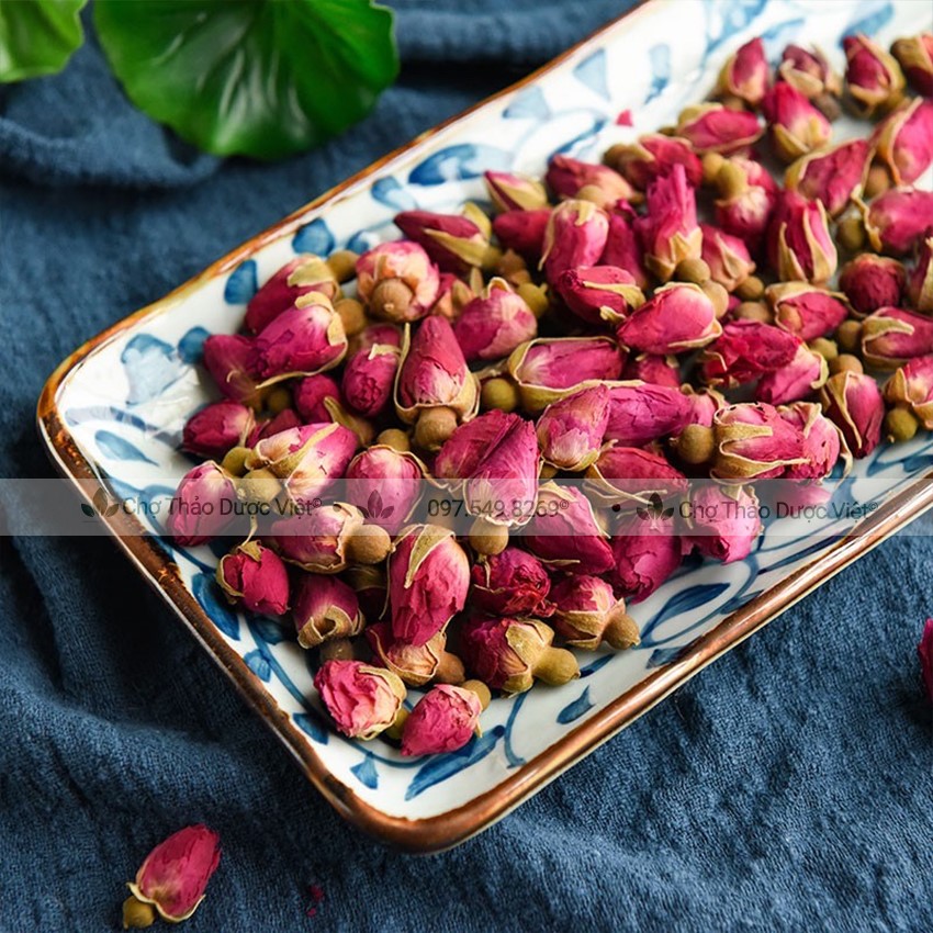 Nụ hoa hồng khô Đà Lạt 100g, trà hoa hồng sấy khô, nguyên nụ, dùng pha trà, decor, trang trí