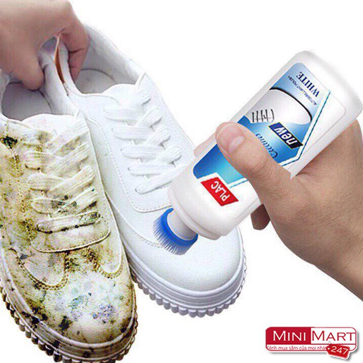 Chai đánh giày dép túi sách PLAC siêu trắng, nước lau giày dép, túi sách có đầu cọ