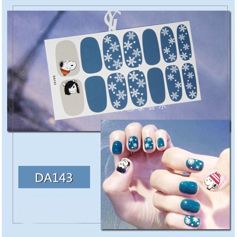 Set 14 Nhãn Dán Móng, Sticker Dán Móng tông xanh 💖💖💖