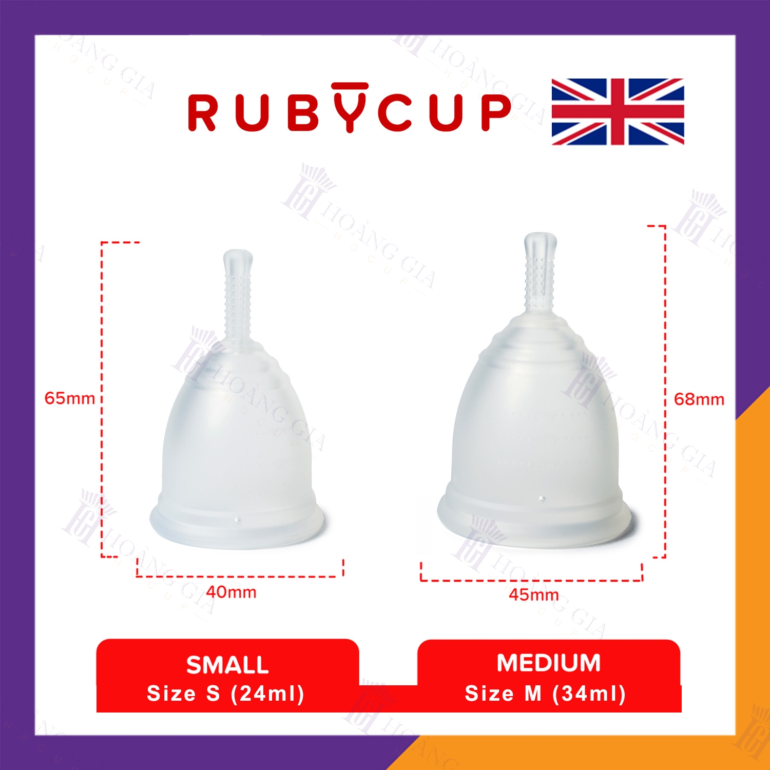 Cốc nguyệt san Ruby cup (Hàng chính hãng, thương hiệu Anh) - RubyCup Menstrual Cup