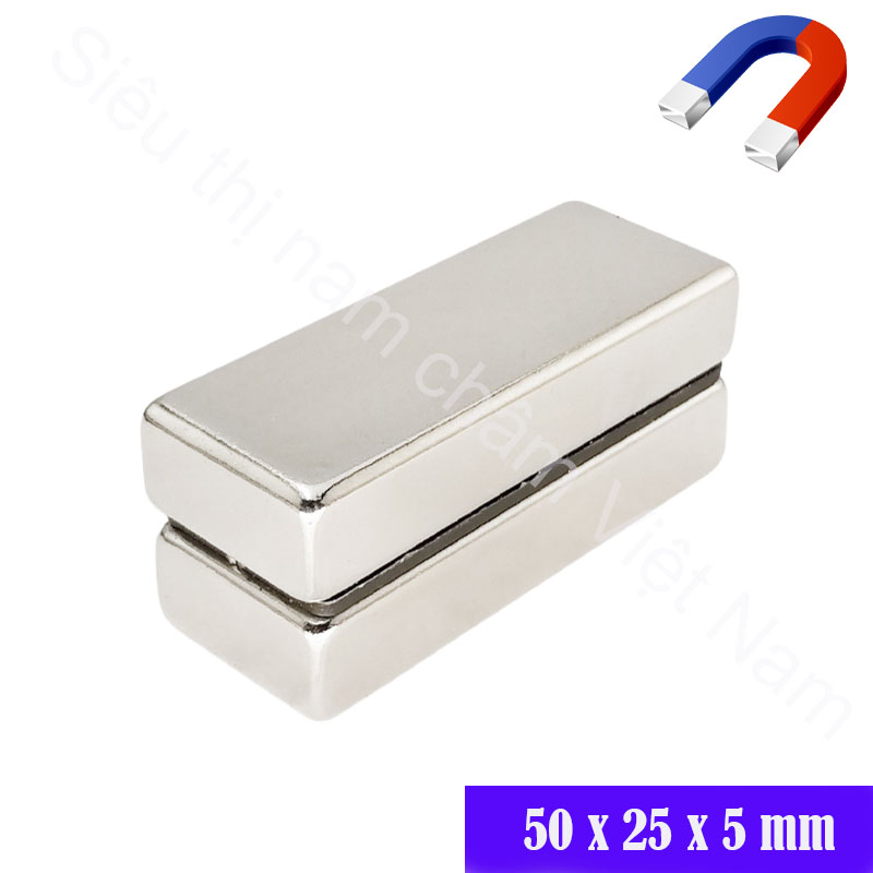 Nam châm vĩnh cửu màu trắng kích thước 50x25x5mm, loại nam châm có lực hút siêu mạnh