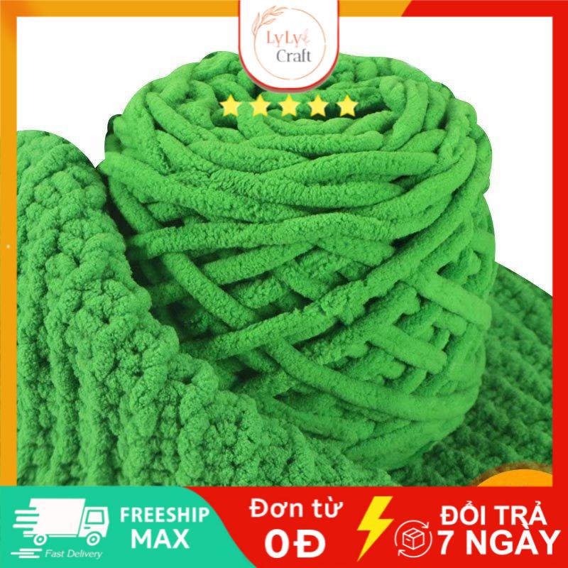 Len Nhung Đũa sợi bông cuộn 100gr sợi 6mm mềm mịn, Cuộn Len Đan Móc Chăn, Len móc gấu ôm sợ nhung mềm mại