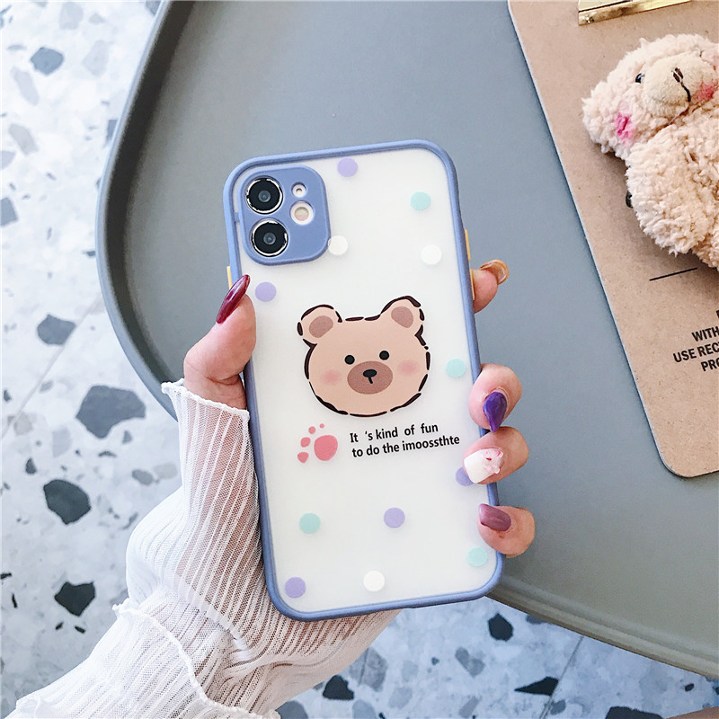 Ốp Lưng Nhám Chống Sock Va Đập Bảo Vệ Camera Bear Face