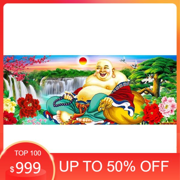 Tranh đính đá phật di lặc kích thước trung bình 120×50 cm -️ vs267