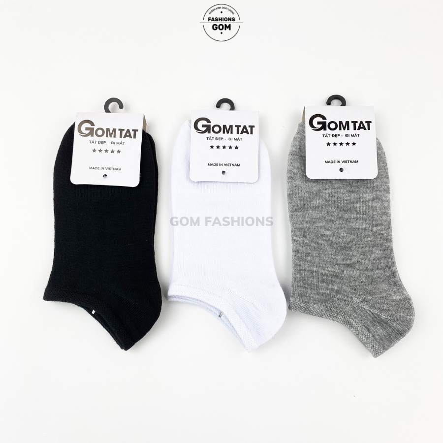 Set 5 đôi Tất cổ ngắn trơn nam nữ VNXK chuẩn xuất Nhật chất liệu cotton thoáng mát khử mùi -TRONNGAN-CB5