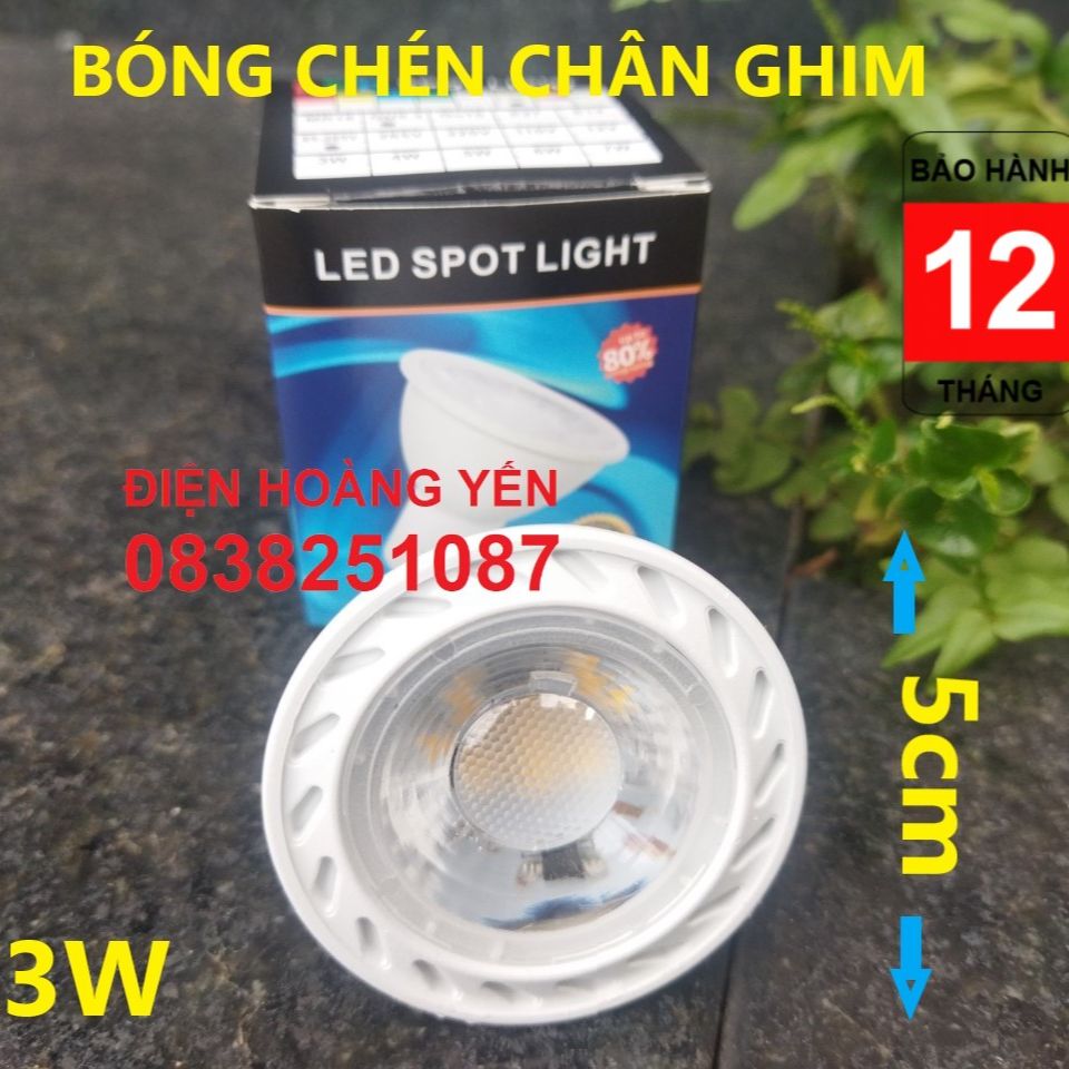 Bóng chén led ghim mắt ếch 3W GU5-3 ánh sáng trắng, vàng giá siêu rẻ