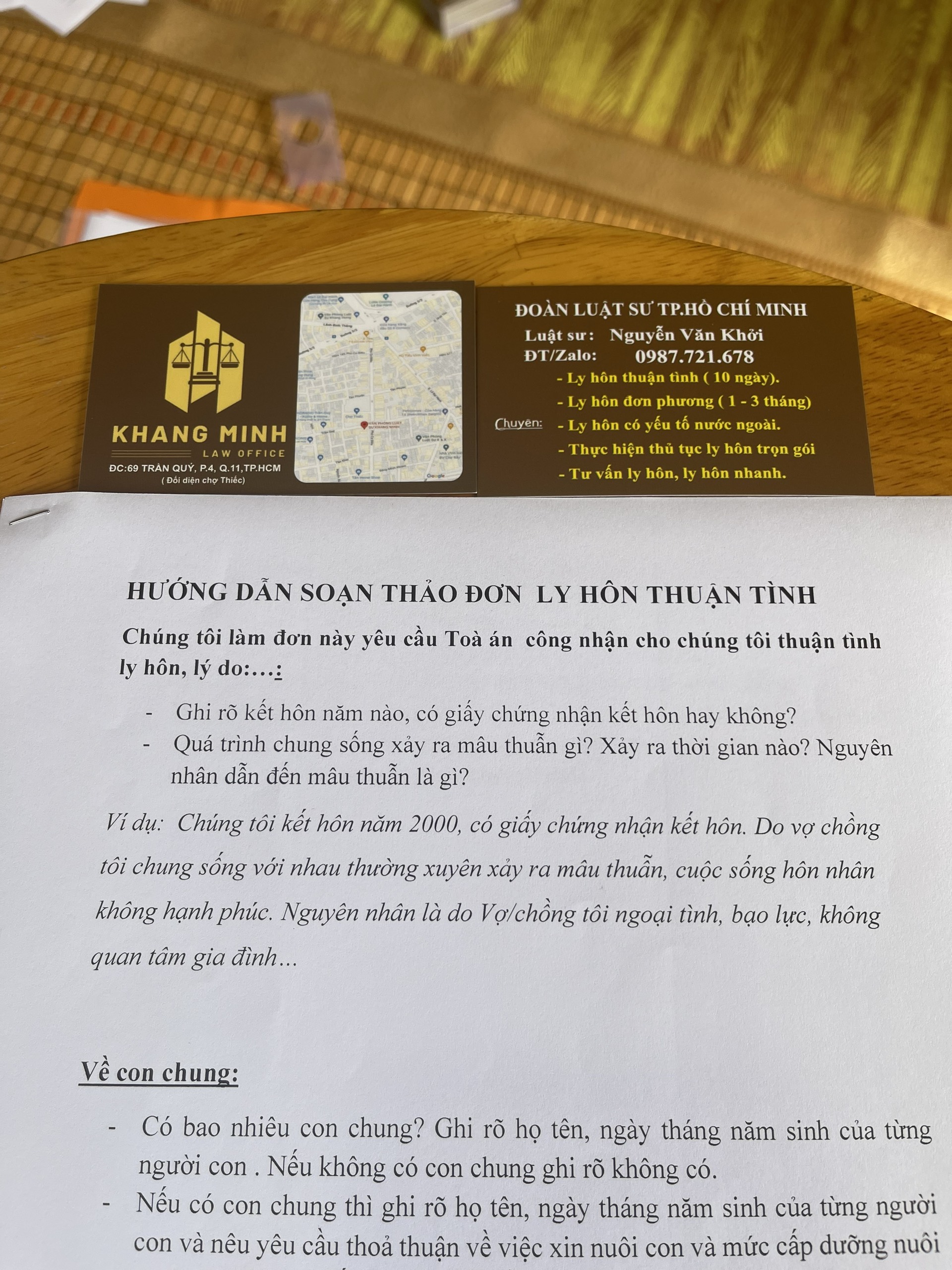 Đơn ly hôn thuận tình huyện Bình Chánh