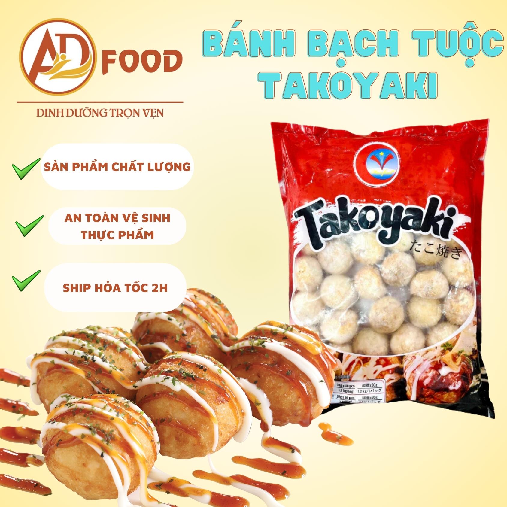 Viên bánh bạch tuộc Takoyaki Maylaysia túi 1.2kg , vị thơm ngon của bạch tuộc hấp dẫn vị giác