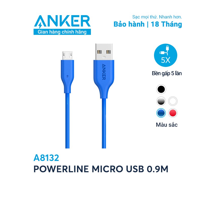 Cáp sạc ANKER PowerLine Micro USB dài 0.9m - A8132 ttshop247