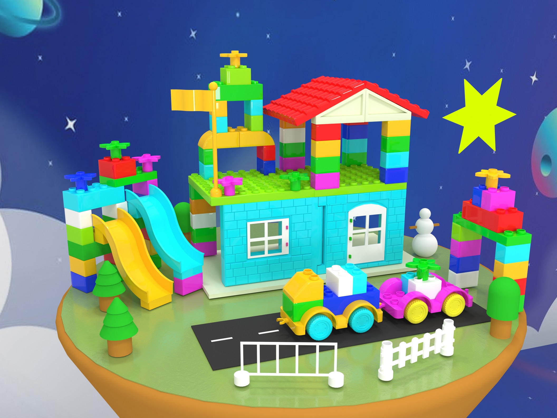 Đồ Chơi xếp hình Lắp Ghép cỡ Lego Duplo ngôi nhà 115 chi tiết, 1kg gạch nhựa ABS, made in VN - Sachi kids 010