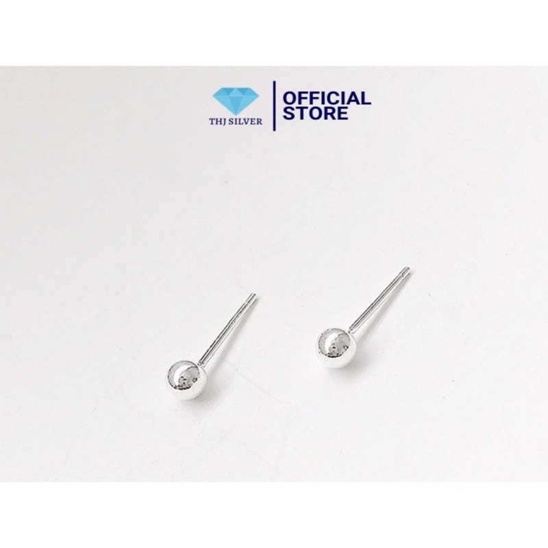 khuyên nụ tròn chuẩn bạc ta size 4ly - THJ SLIVER