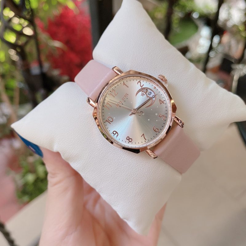 Đồng hồ nữ Julius Hàn Quốc JA-1211 dây da có lịch (Chọn màu)